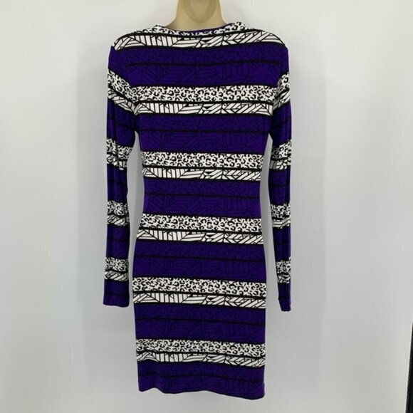 DVF Diane von Furstenberg Reina Arrow Bands tunic dress new purple stripe new 2 - Picture 4 of 6